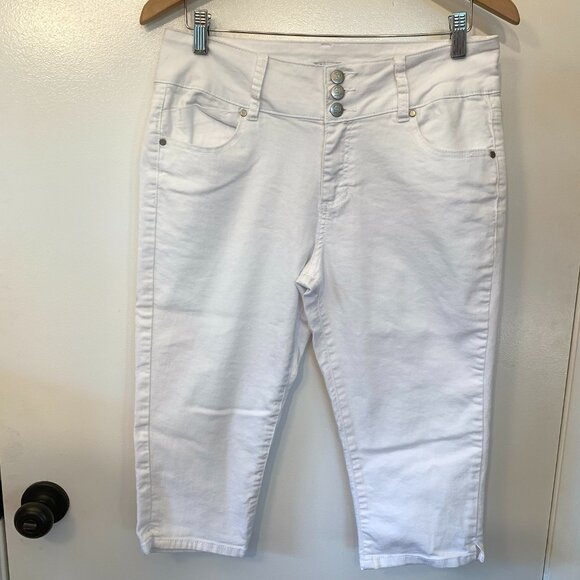 D Jeans White Denim Capri Cropped Jeans Sz 10 - Picture 1 of 5